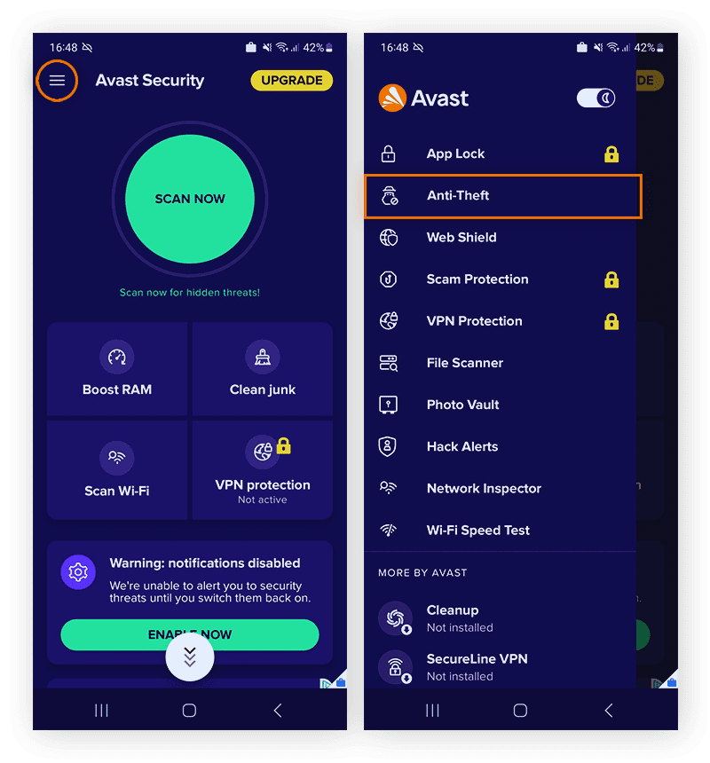 Avast Security Premium scan system